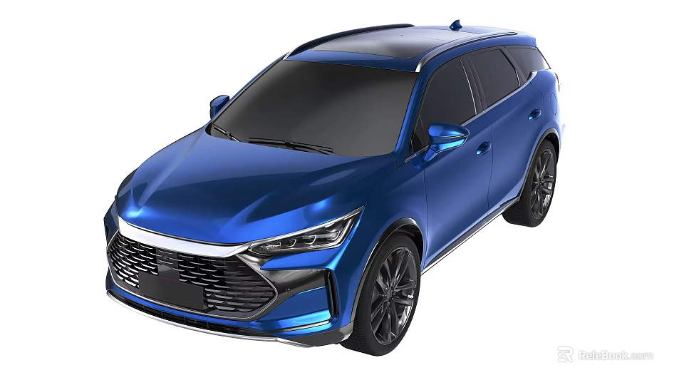 Blue Modern SUV With Sleek Body Black Wheels And Stylish Front Grille 3d model 
