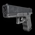 Modern Semi Automatic Pistol With Perforated Grip And Metal Slide For Tactical Defense