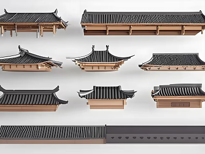 Traditional Roof Garden Design With Various Architectural Styles And Tile Structures 3d model