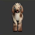 Cartoon Baby Goat 3D Model With White Brown Spots Blue Eyes And Tongue Out 3d model