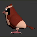 Cute Game or Movie Character Bird with Red White Feathers Blue Eyes and Pink Beak