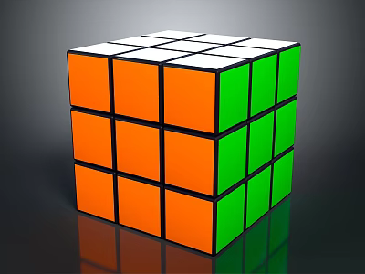 Colorful 3x3 Rubik's Cube With Orange Green Faces And Glossy Surface 3d model