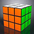 Colorful 3x3 Rubik's Cube With Orange Green Faces And Glossy Surface