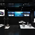 Modern Specialty Store Interior With Display Counters Digital Screens And Product Displays 3d model