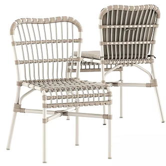 Simple White Rattan Outdoor Leisure Chair Single Chair 3d model