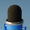 Blue Headphones Speakers With Black Top Silver Ring And Stand Base Design