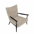 Modern Beige Fabric Accent Chair With Black Wooden Arms And Stylish Design For Living Room