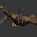 Unique 3D Fantasy Character Creature With Red Armored Outfit Clawed Hands And Mohawk Hairstyle