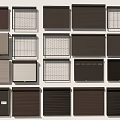 Various Design Window Roller Shutters With Different Colors And Textures 3d model