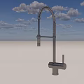 Modern Chrome Kitchen Faucet With Pull Down Spout On Gray Countertop 3d model