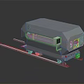 Conductix Gray Industrial Rail Vehicle With Enclosed Structure On Metal Track
