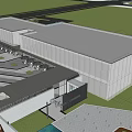 Modern Sales Office Building Exterior Design With Glass Curtain Wall And White Facade