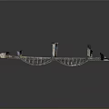 Modern Curved Bridge Structure With Lanes And Decorative Metallic Railings Design