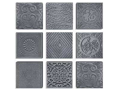 Traditional Ornamental Floor Tiles With Various Intricate Patterns And Textures 3d model