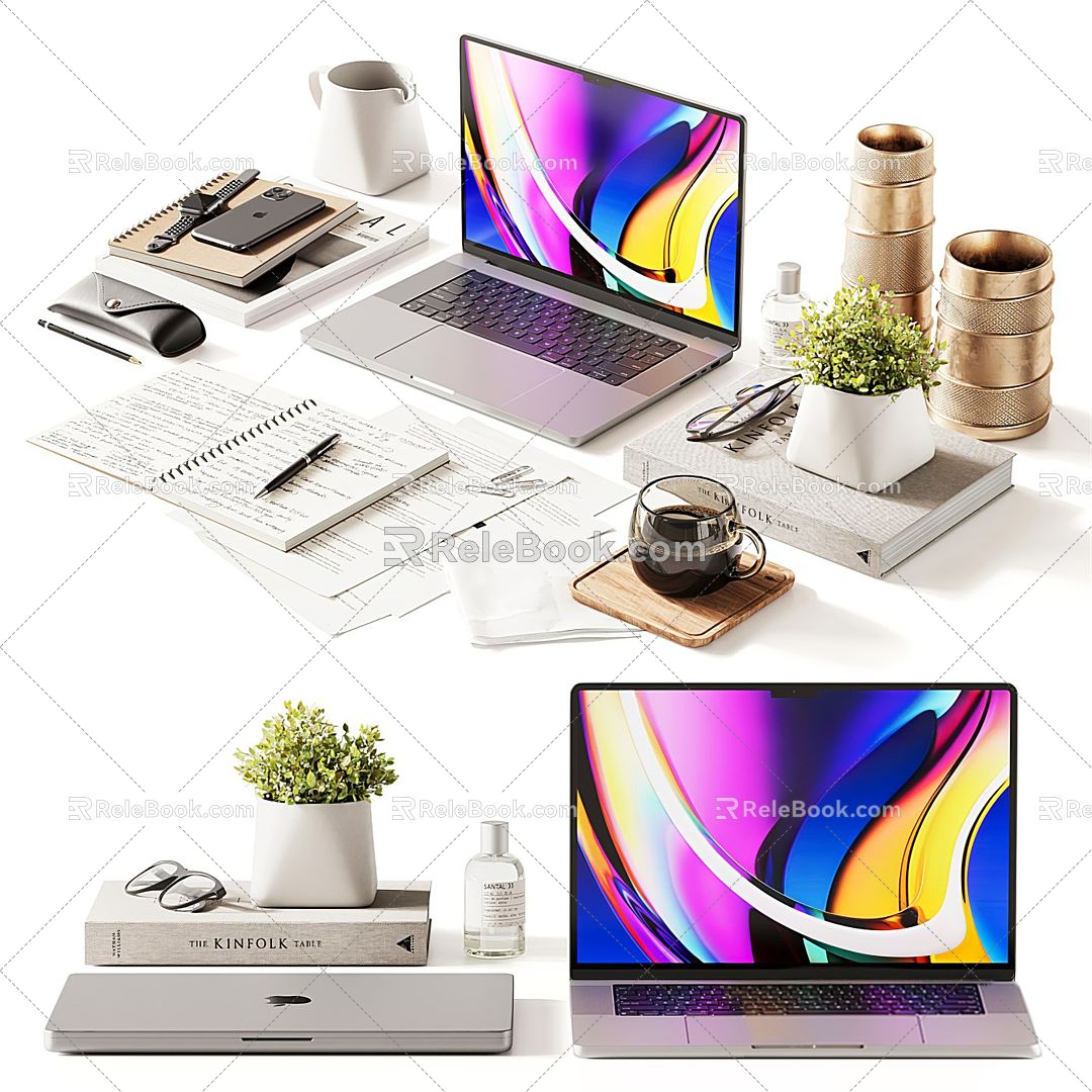 Modern Office Supplies Office Equipment Electronic Products Office Ornaments Books Coffee Cup 3d model