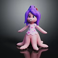 Doll With Octopus Like Legs Purple Hair Pink Body Polka Dot Dress Red Head Accessory