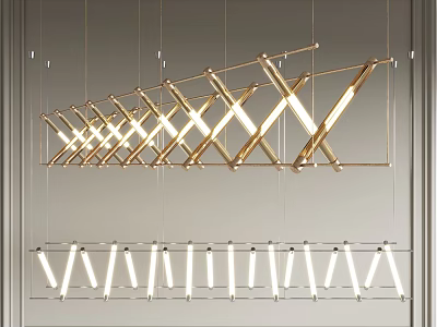 Pendant lamp long chandelier 3d model