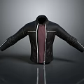 Stylish Black Leather Jacket With Stand Collar White Stitching And Burgundy Inner Lining