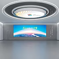 Modern Exhibition Hall With Large Screen Collaborative Governance And Round Ceiling Design 3d model