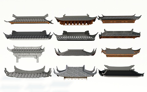 Chinese-style eaves Chinese-style eaves line Cornice ridge Chinese-style component door head 3d model