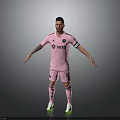 Football Player In Pink Jersey With XETO Logo Number 10 Captain Armband