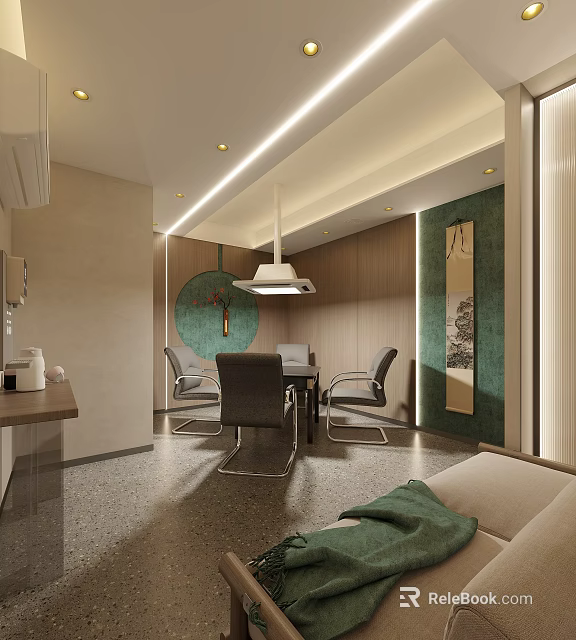 Hotel Chess And Card Room With Modern Decor 3d model