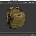 Durable Brown Canvas Backpack With Adjustable Straps Striped Exterior And Multiple Compartments