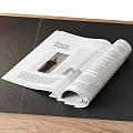 Modern Wooden Desk With Laptop Table Lamp Vase Magazine And Gray Office Chair