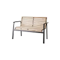 Modern Public Bench With Wooden Slats And Metal Frame For Outdoor Use