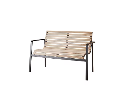 Modern Public Bench With Wooden Slats And Metal Frame For Outdoor Use 3d model