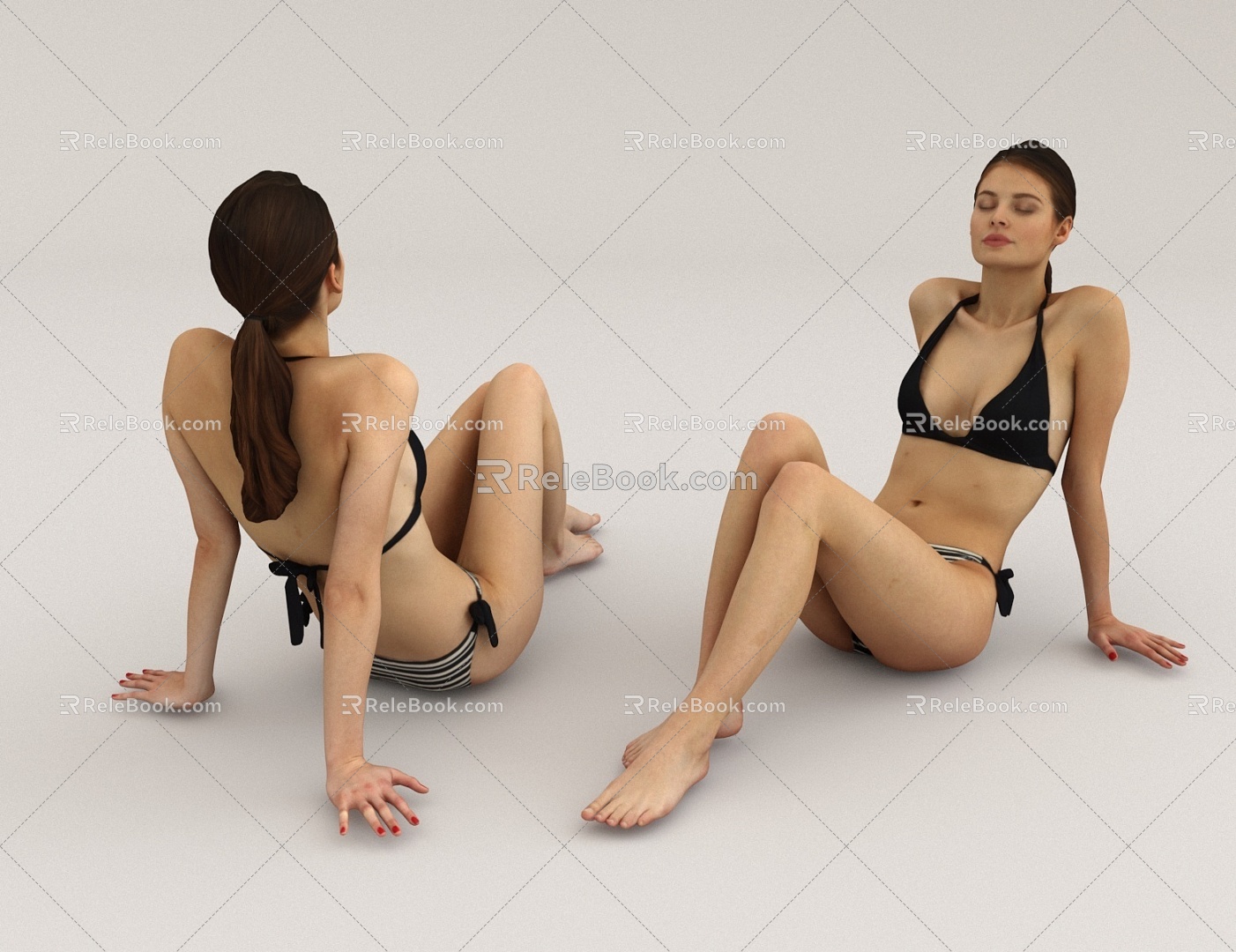 Figure exercise beach swimming posture model