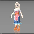 3D Character With White Hair Blue Eyes Pink Top Blue Skirt Orange Belt And Boots