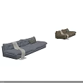 Modern Two Seater Sofa With Plush Cushions Patterned Pillow And Throw Blanket 3d model