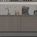 Modern Pantry Interior Design With Cabinets Coffee Machine Sink Counter And Appliances
