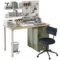 Modern Navy Blue Fabric Rolling Office Chair For Neat Home Study Work Desk Setup