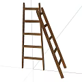 Two Wooden Ladders Leaning Together For Household Use With White Background