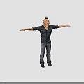 3D Character Model With Mohawk Hairstyle Plaid Shirt Jeans And Outstretched Arms