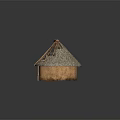 Traditional Thatched Roof Building Structure With Wooden Frame And Rustic Interior