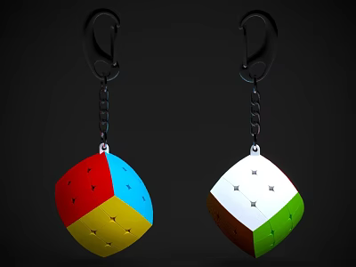 Colorful Hanging Cube Daily Life Supplies With Star Patterns And Multi Colored Faces 3d model