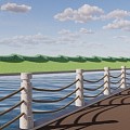 Waterfront guardrail Stone guardrail 3d model