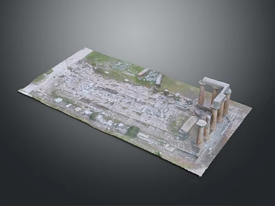 Ancient Architectural Ruins Model With Remaining Columns And Stone Blocks Layout 3d model