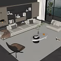 Modern sofa coffee table combination 3d model