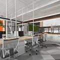 Modern Public Office Space Design With Glass Partitions Ergonomic Chairs And Wooden Floors