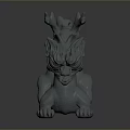 Mythical Creature 3D Model With Antler Lion Body And Decorative Tail