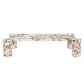 Modern Marble Coffee Table With White And Gold Veined Surface And Elegant Leg Design