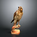 Lifelike Eagle Perched On Wooden Base With Detailed Feather Texture