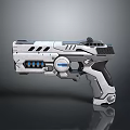 Futuristic Sci Fi Weapon Pistol With Silver Black Body And Blue Glowing Details