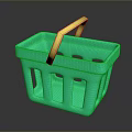 Green Plastic Shopping Basket With Yellow Handle For Daily Household Use