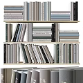 Neatly Arranged Books and Magazines on Wooden Bookshelf with Multiple Shelves and Various Colors