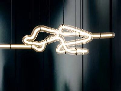 Modern Crystal Chandelier With Curved Illuminated Lines And Hanging Design For Interior Decor 3d model
